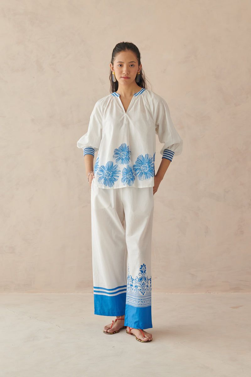 Plush White Dancing Flowers Top