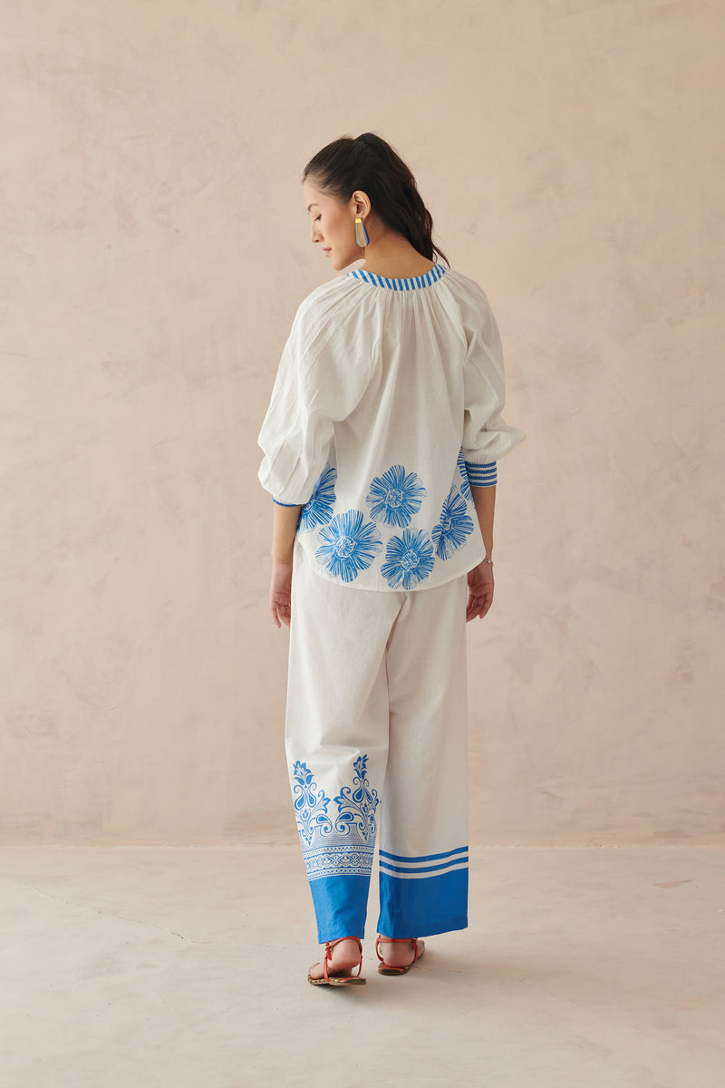 Plush White Dancing Flowers Top