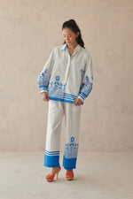Glide White Border Print Pants