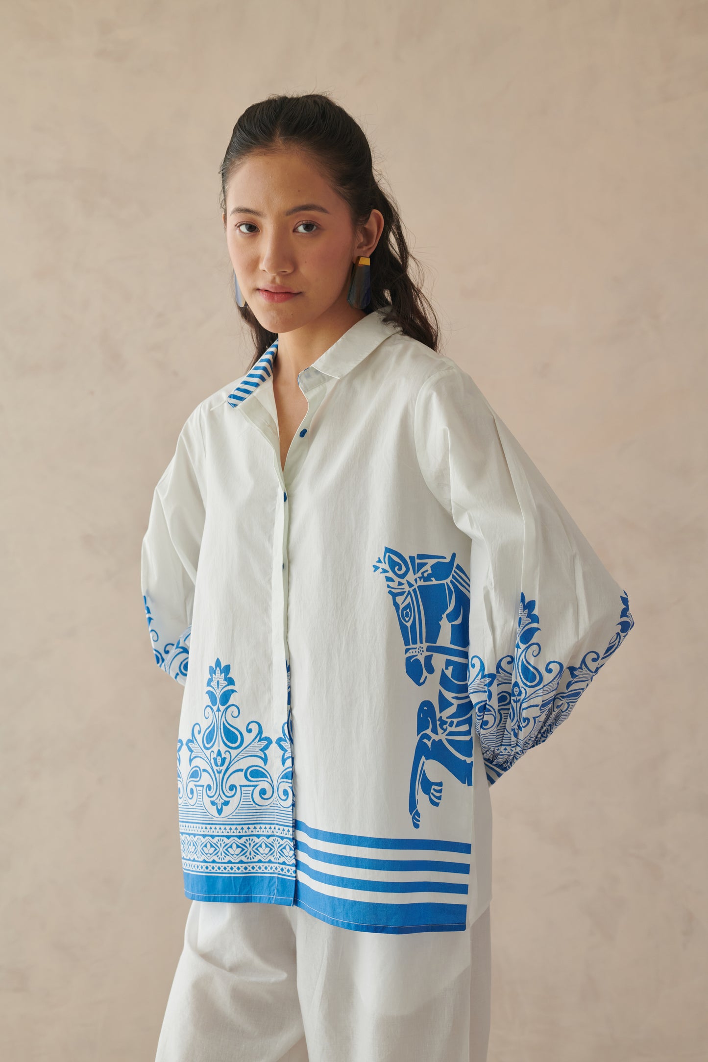 Vivia White Placement Print Shirt