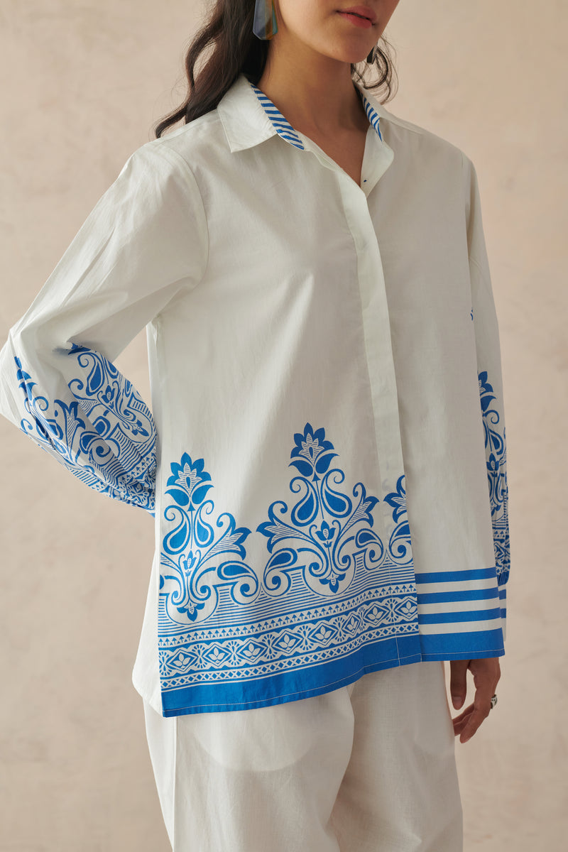 Vivia White Placement Print Shirt