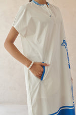 Ines White Long Horse Print Dress
