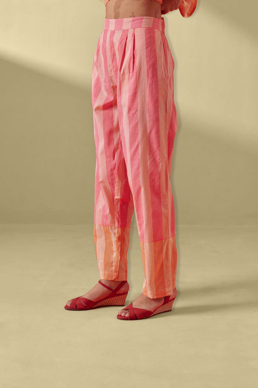 Glide Pink & Peach Striped Relaxed Fit Pant