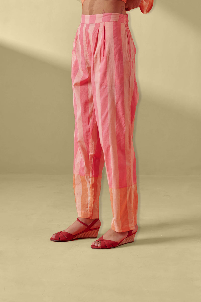 Glide Pink & Peach Striped Relaxed Fit Pant