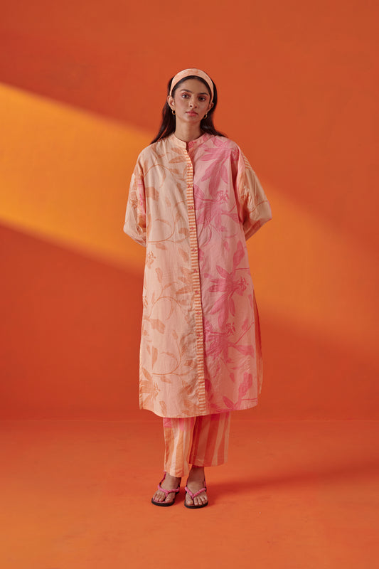Celina Pink Peach Shirt Style Kurta