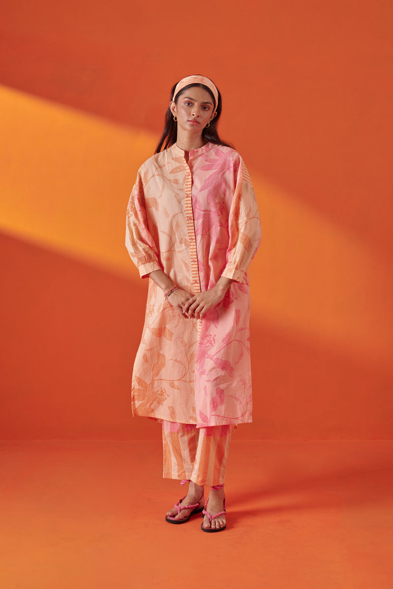 Celina Pink Peach Shirt Style Kurta