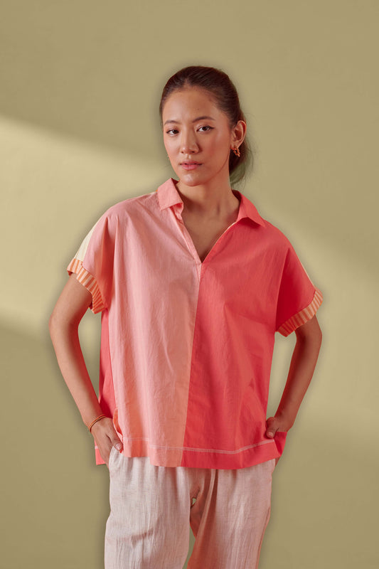 Ziva Color Blocked Boxy Fit Top