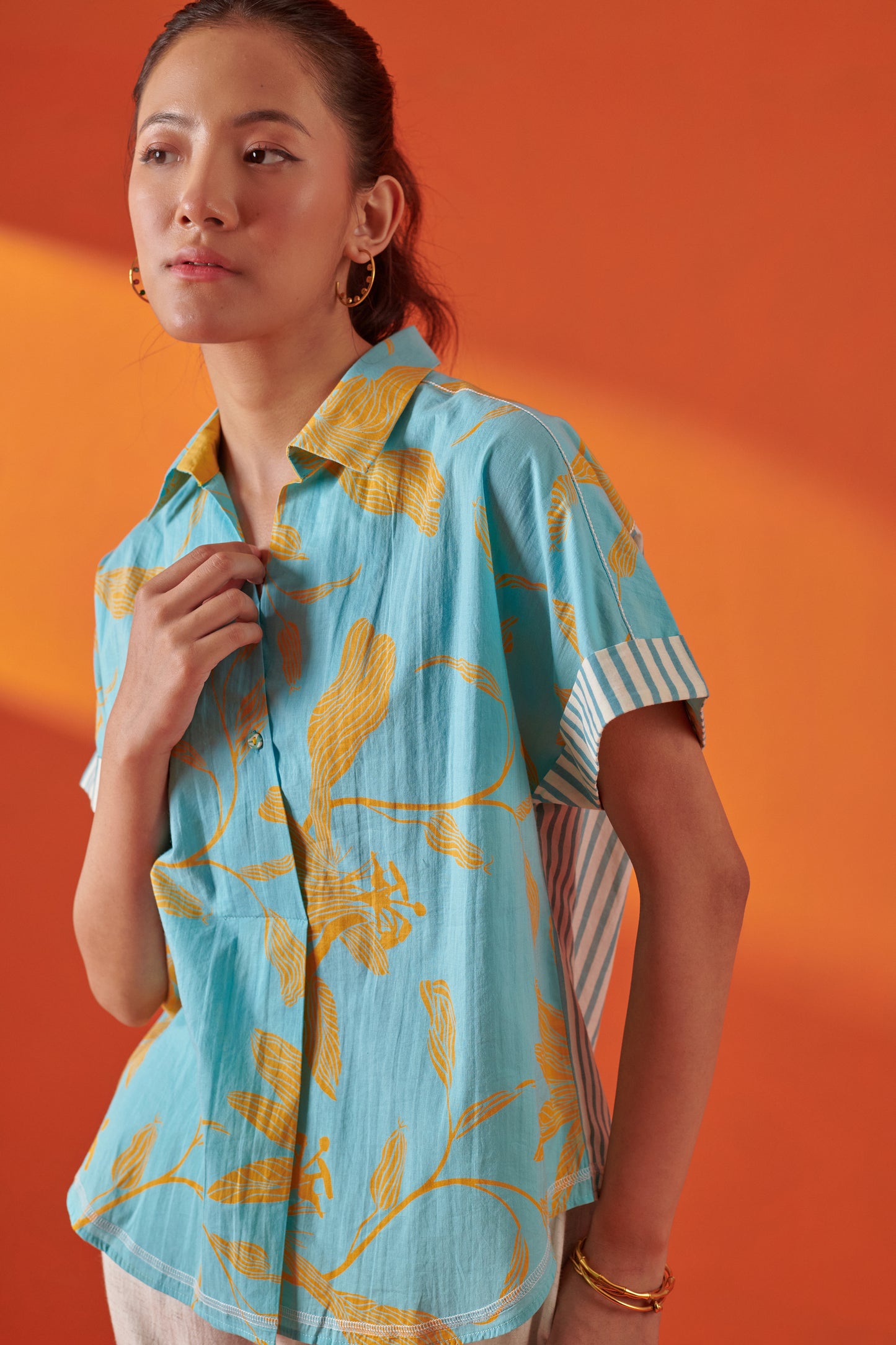 Deco Aqua Floral Oversized Shirt