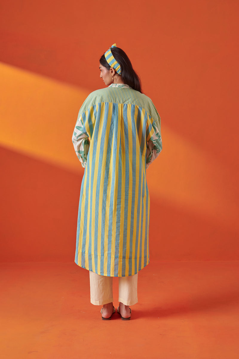 Celina Cream & Green Shirt Style Kurta