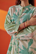 Celina Cream & Green Shirt Style Kurta