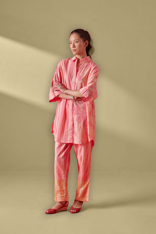 Arlo Pink & Peach Drop Shoulder Long Shirt