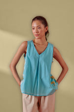 Vaya Aqua V-neck Sleeveless Top