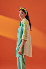 Arlo Color Blocked Drop Shoulder Long Shirt