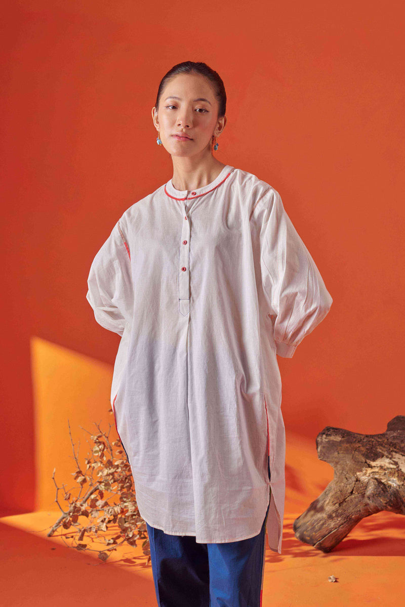 Bella White Asymmetric Tunic