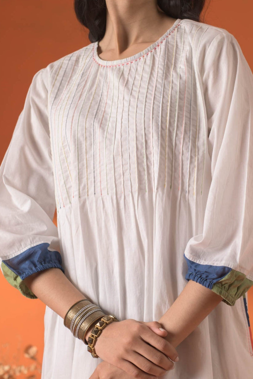 Eclat White Pintuck Dress