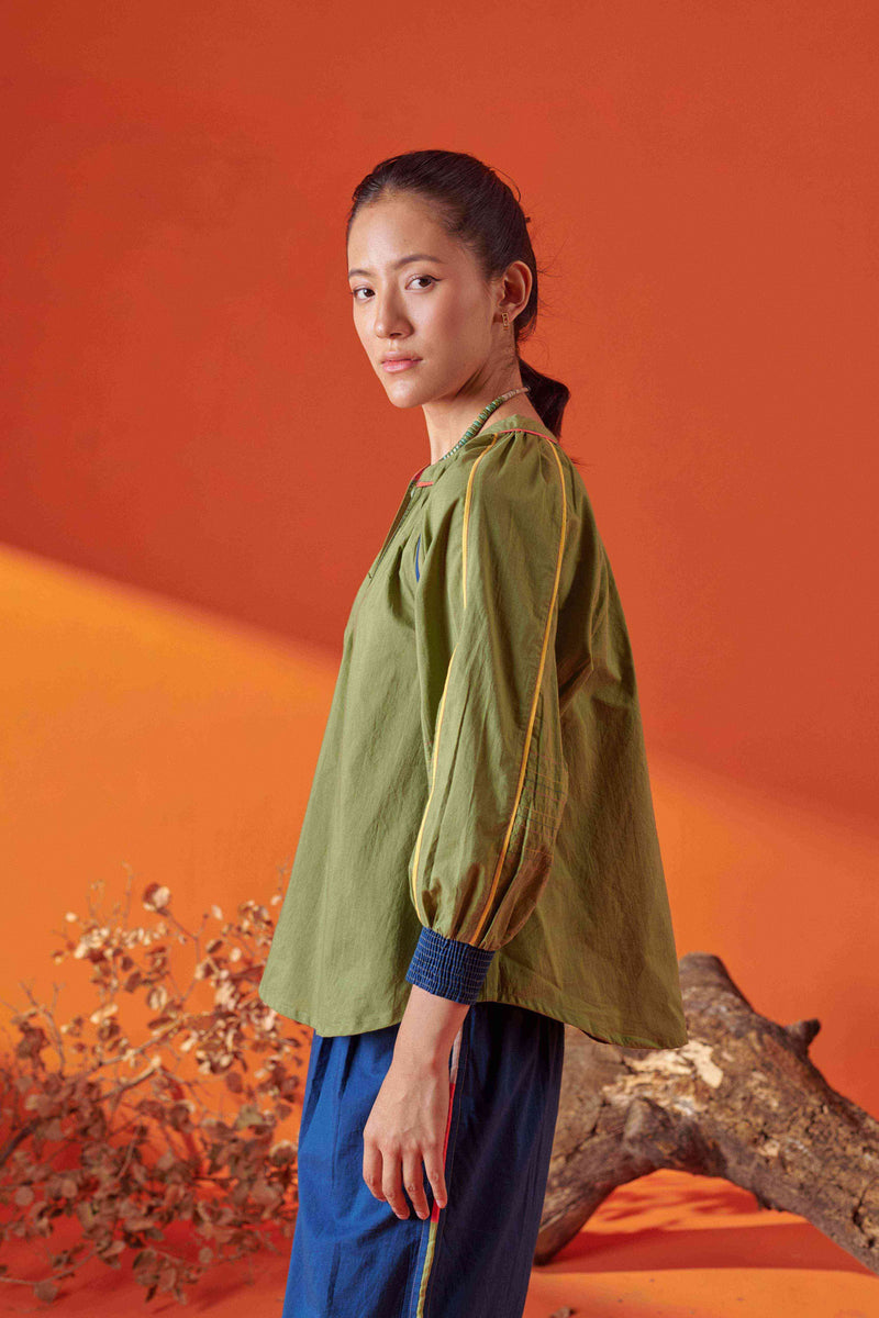 Plush Green Raglan Sleeve Top
