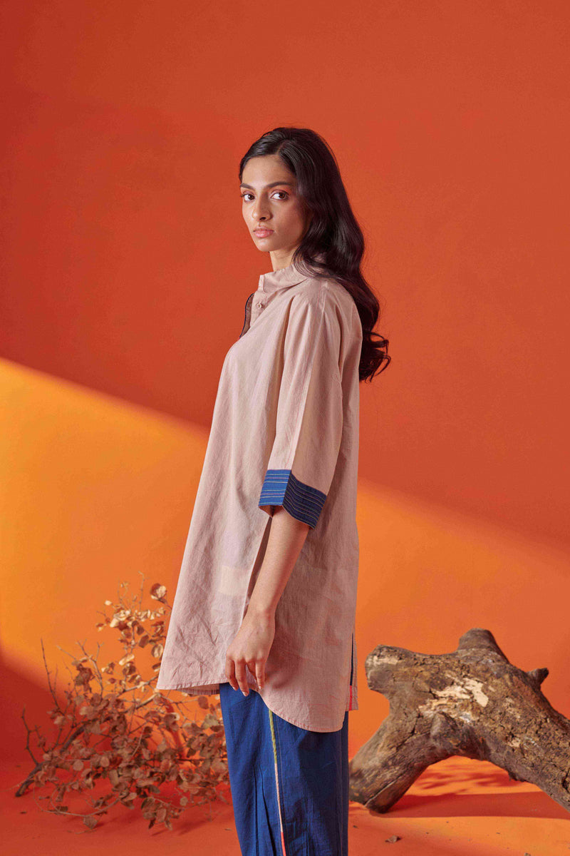 Arlo Beige Drop Shoulder Long Shirt