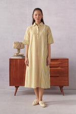 Raavi Ochre Striped Midi Dress